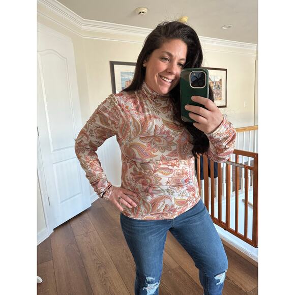 ZIMMERMANN Tops - ZIMMERMANN Ladybeetle Paisley Floral Turtleneck Top Size 3/Large